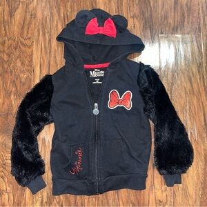 Disney Minnie Mouse Black Hoodie with Red Bow